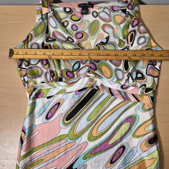 Karen Arnold 100% Washable Silk Funky Groovy Rave Psychedelic Top Blouse M - Picture 5 of 6